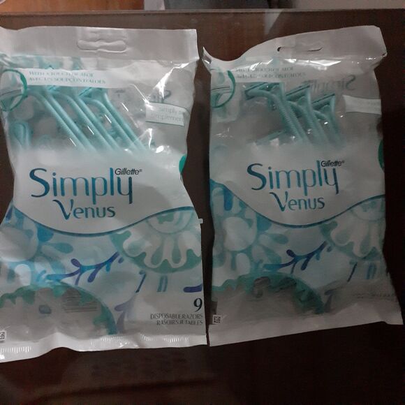 (2) Gillette Simply Venus Disposable Razors - 9 Per Pack (18 Total) 2 Blades NEW - Picture 1 of 10